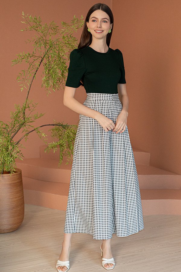 GINGHAM PALAZZO PANTS (MONOCHROME)