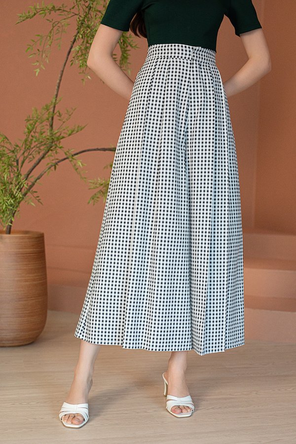 GINGHAM PALAZZO PANTS (MONOCHROME)