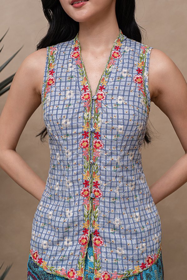 MIMEE TATTERSALL EMBROIDERY NYONYA KEBAYA (DAPHNE BLUE)