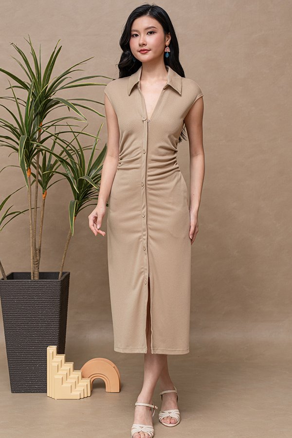 OCTAVE FRONCEE DRESS (BUTTER KHAKI)