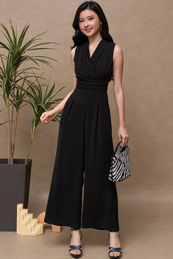 GASPARD CRISS CROSS JUMPSUIT (OBSIDIAN BLACK)
