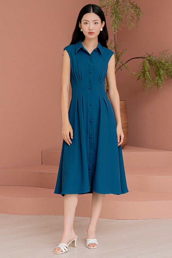 HINOYO PLEATED SHIRT DRESS (YALE BLUE)