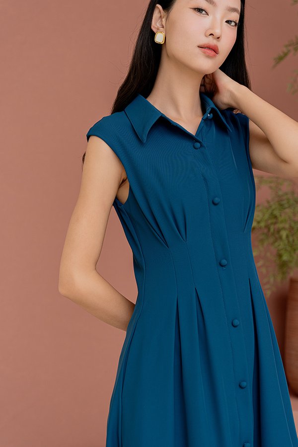 HINOYO PLEATED SHIRT DRESS (YALE BLUE)