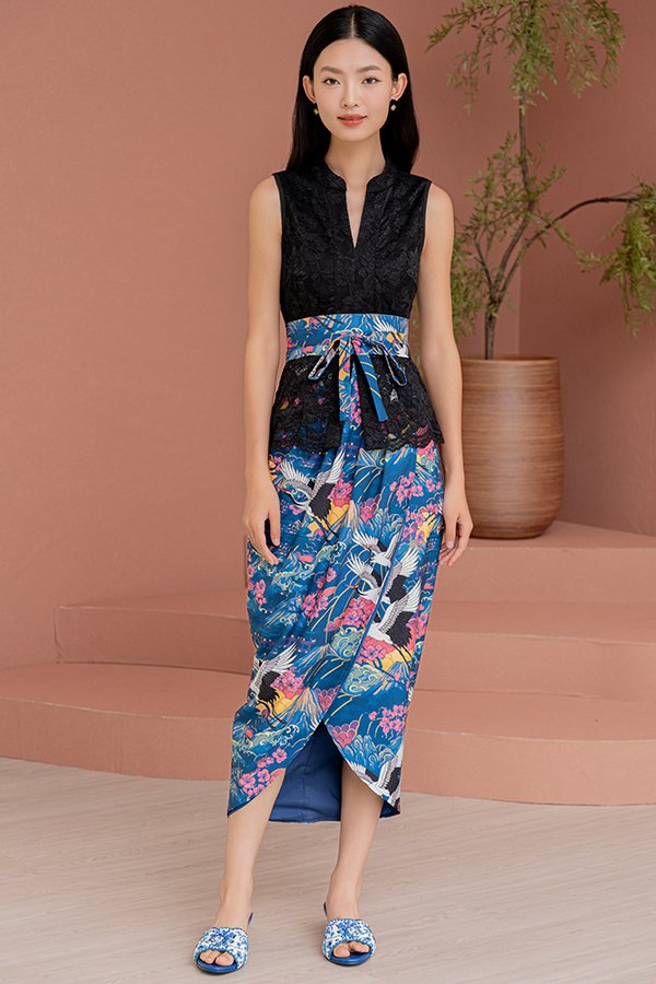 TALE OF GENJI LACE KEBAYA TULIP DRESS (BLACK)