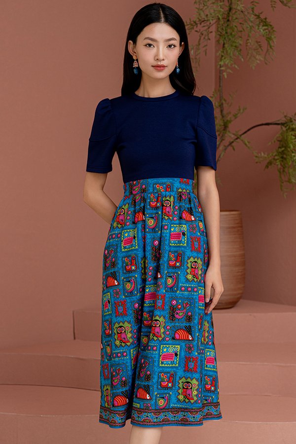 TINDRA PUFF SLEEVED TOP (NAVY)