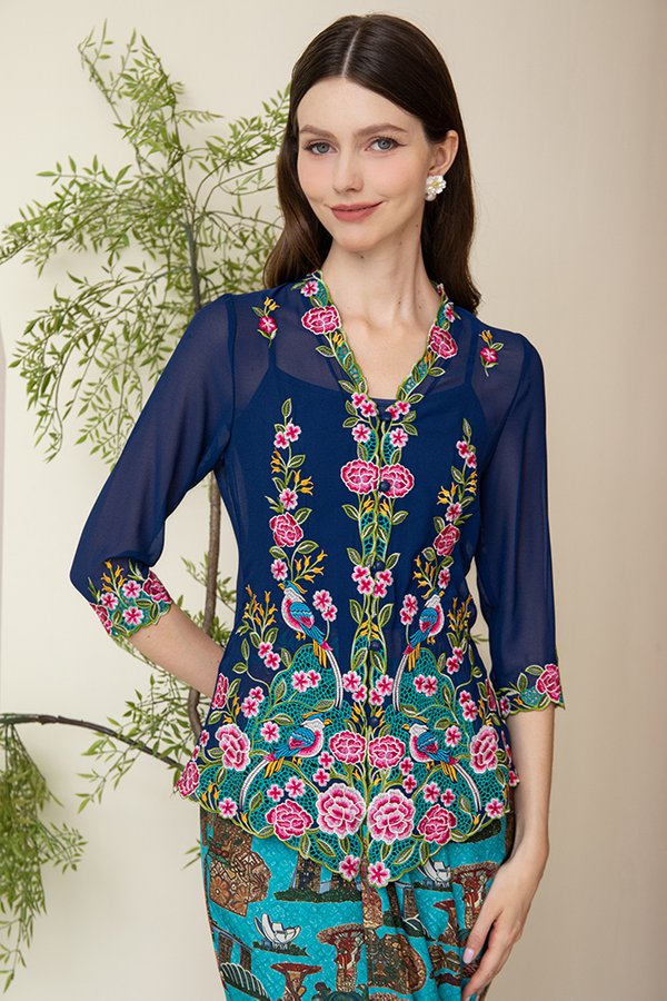 ROYAL PLUMAGE EMBROIDERY NYONYA KEBAYA (NAVY)