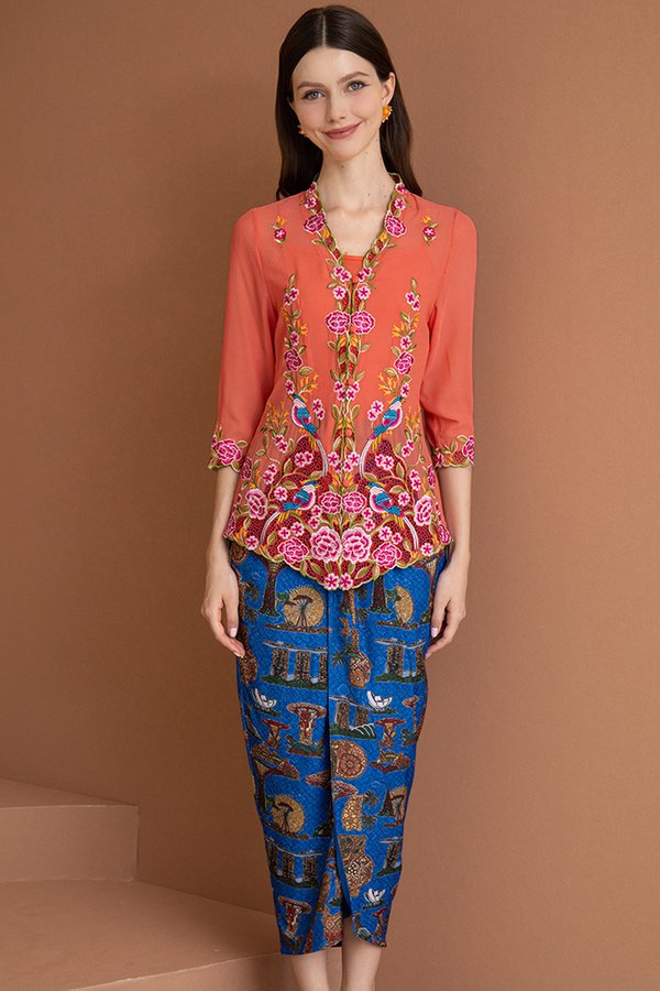 MUSE OF OUR GARDEN CITY BATIK NYONYA TULIP SKIRT (DAZZLING BLUE)