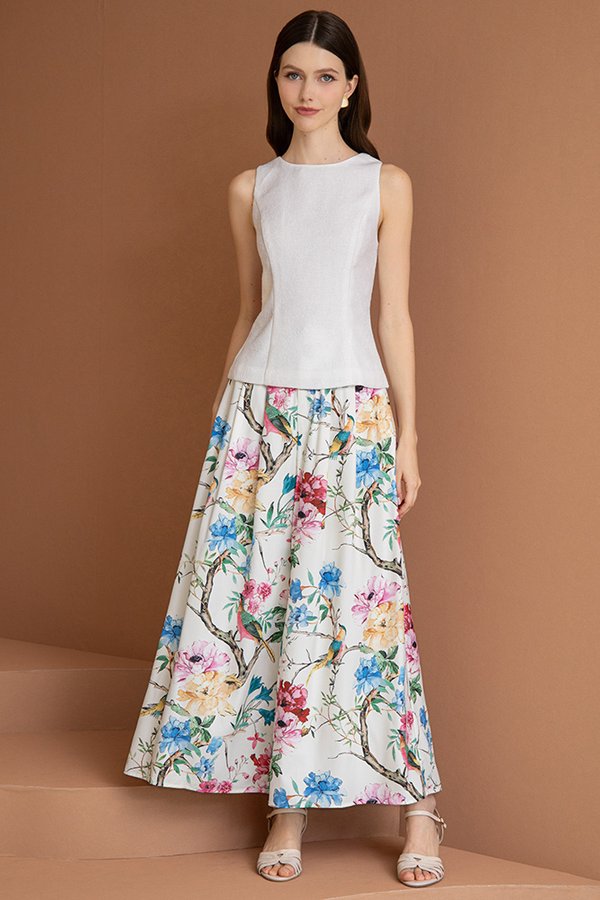 HELICONIA WALK PRINTED FLARE PANTS (LUSH OFF WHITE)