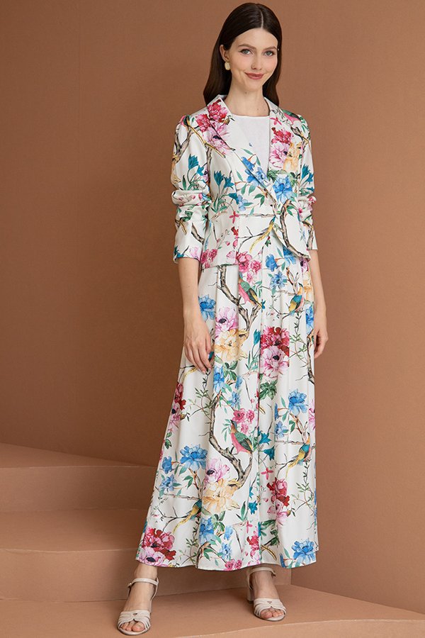 HELICONIA WALK PRINTED FLARE PANTS (LUSH OFF WHITE)