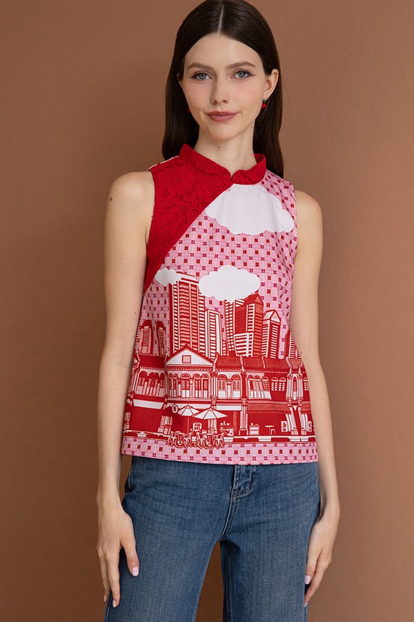 LITTLE RED DOT PRINTED TOP (RED)
