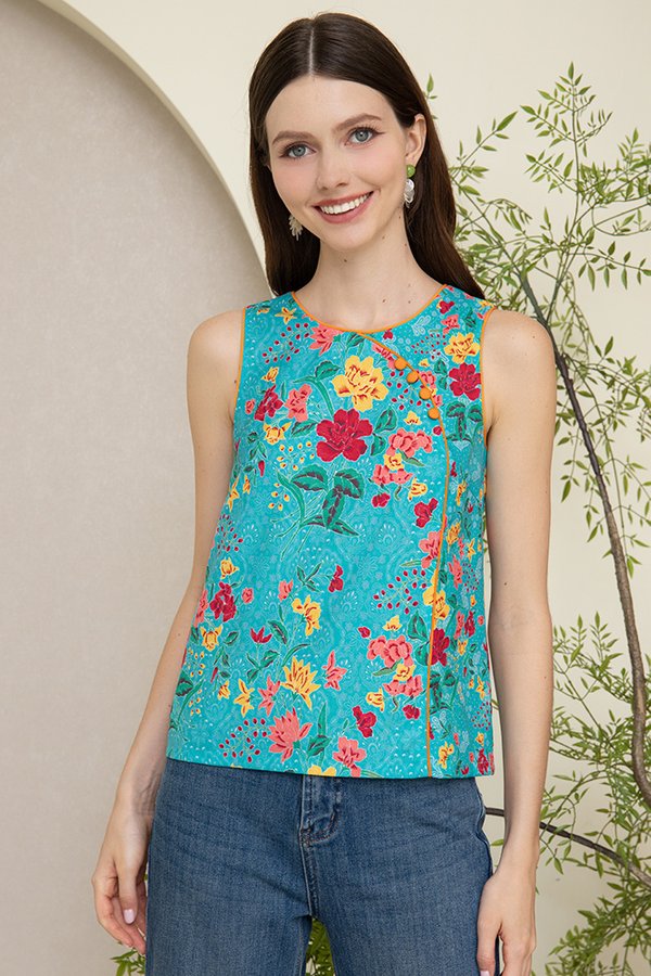 LUKAS PRINTED BATIK TOP (CERULEAN GREEN)