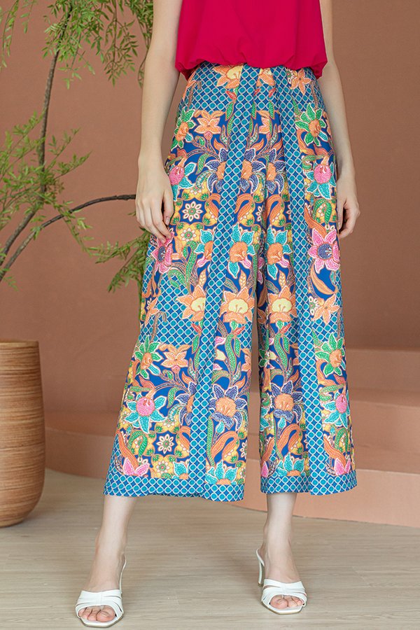 Salsabila Batik Split Hem Pants (Navy Blue)