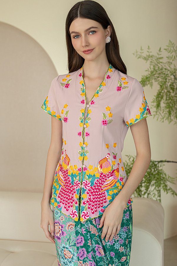 SONGS OF SILK & FEATHERS EMBROIDERY NYONYA KEBAYA (DUSTY PINK)