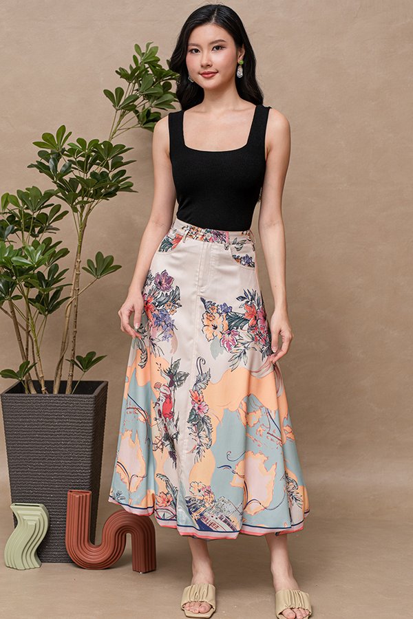REXLEY PRINTED BUBBLE SKIRT (ECRU)