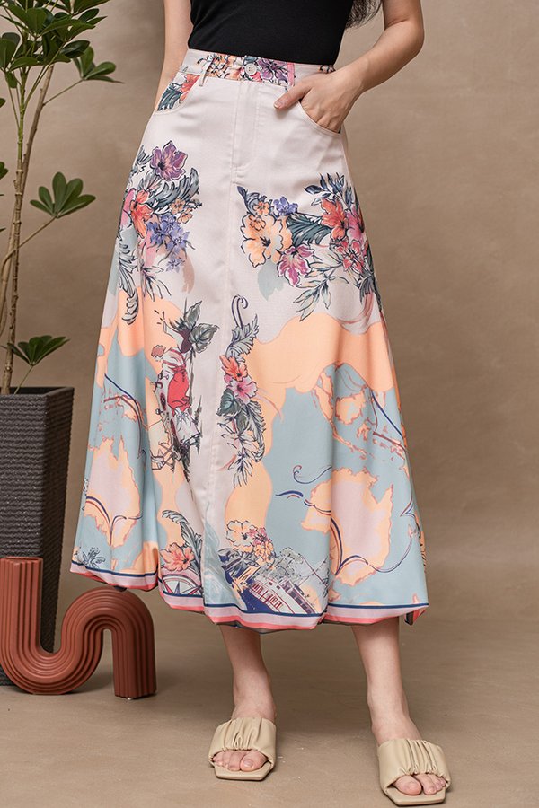 REXLEY PRINTED BUBBLE SKIRT (ECRU)