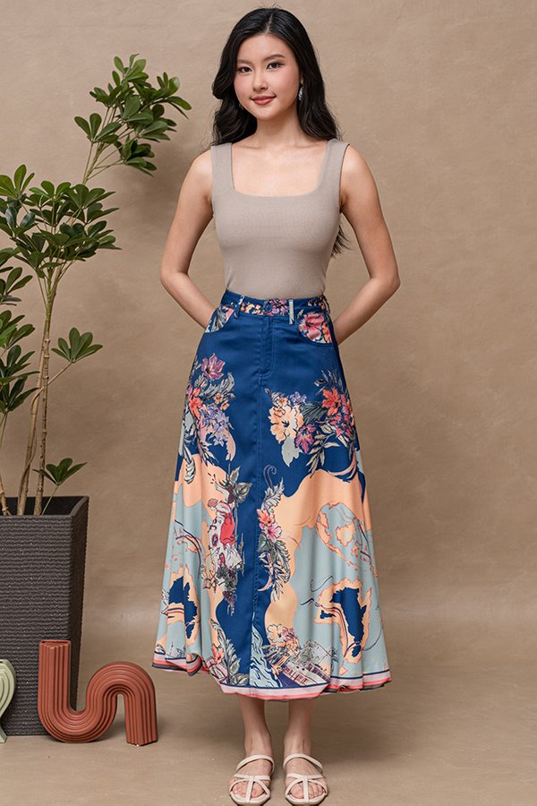 REXLEY PRINTED BUBBLE SKIRT (ROYAL BLUE)