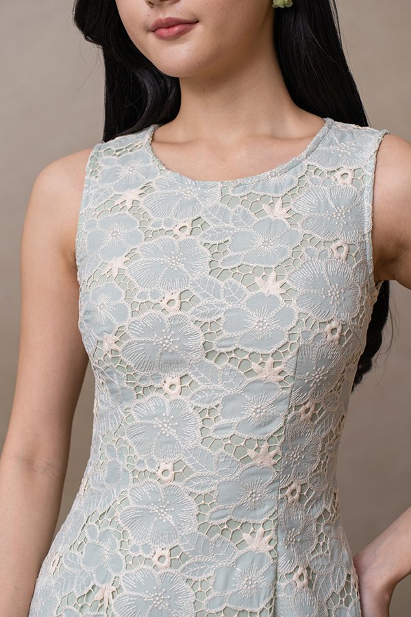 TALISA CROCHET MERMAID DRESS (PASTEL SAGE)