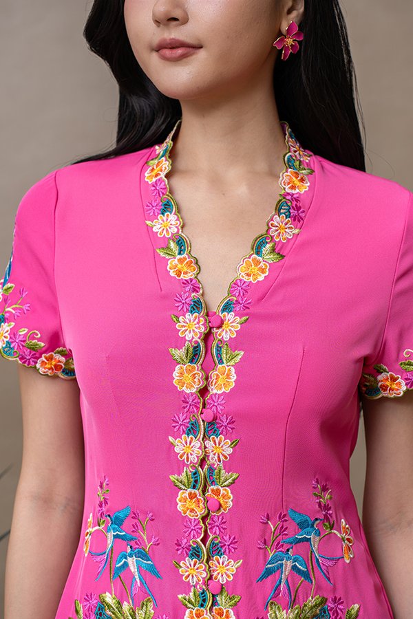 SONG OF THE SWALLOW EMBROIDERY NYONYA KEBAYA (FUCHSIA PINK)