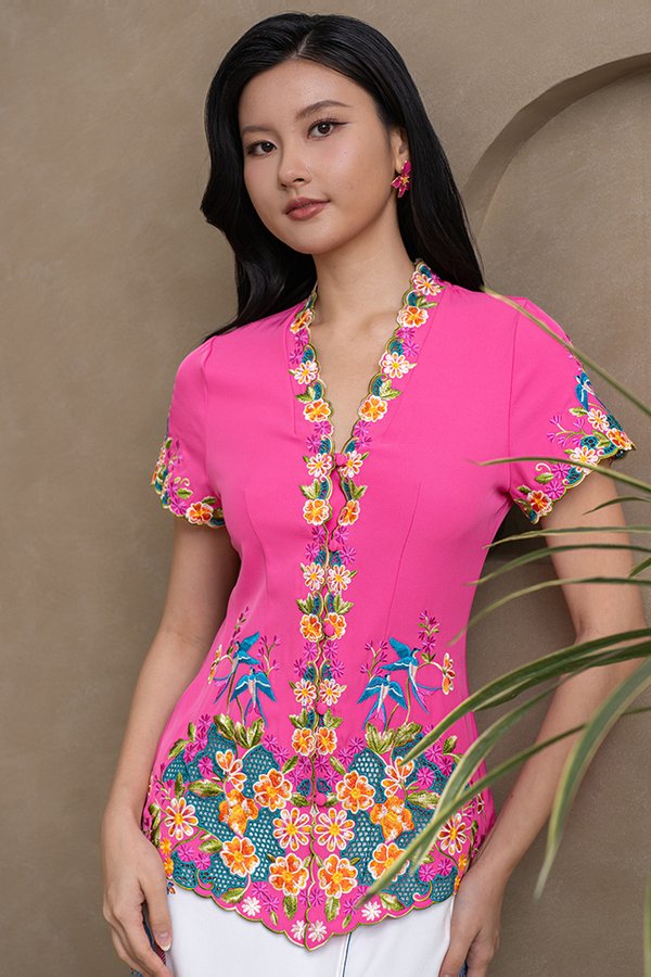 SONG OF THE SWALLOW EMBROIDERY NYONYA KEBAYA (FUCHSIA PINK)