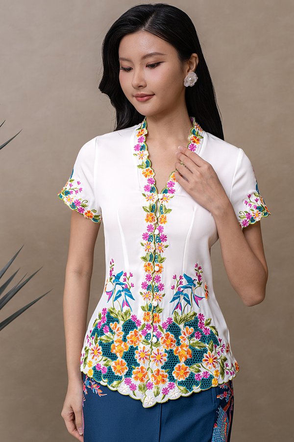 SONG OF THE SWALLOW EMBROIDERY NYONYA KEBAYA (COTTON WHITE)