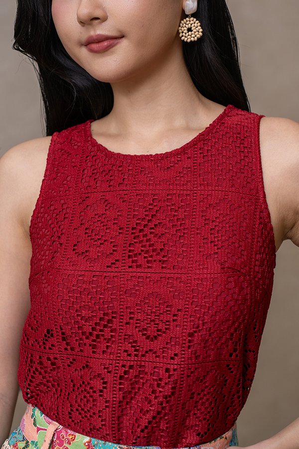 ANYA FILET LACE TOP (CRIMSON)