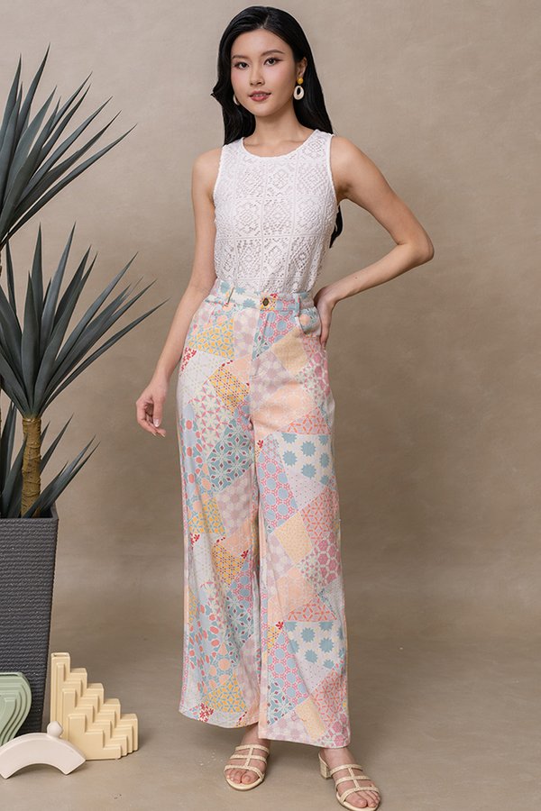 SAMSARA PRINTED BATIK DENIM JEANS (PASTEL PATCHWORK)
