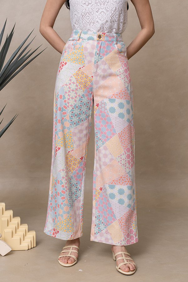 SAMSARA PRINTED BATIK DENIM JEANS (PASTEL PATCHWORK)