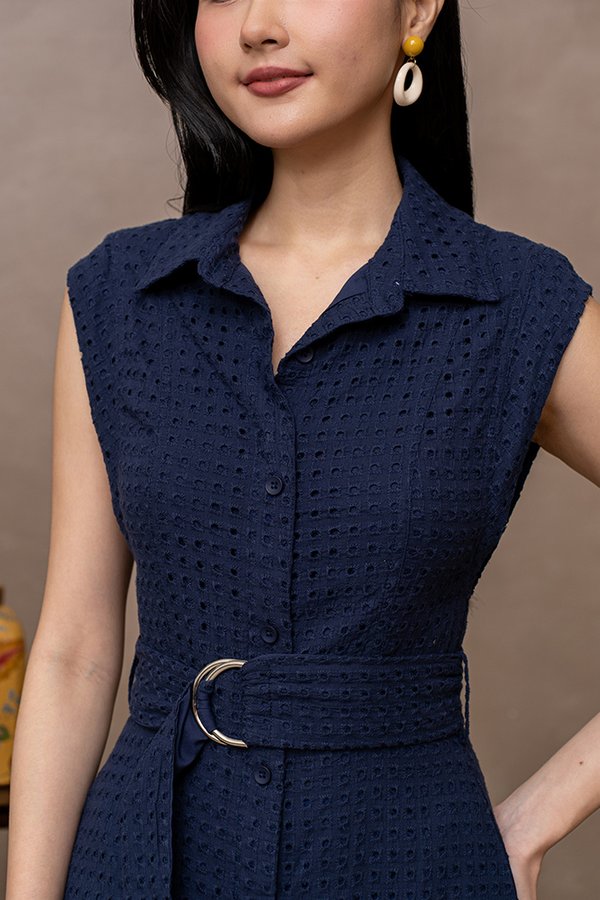 MATHIS EYELET SHIRT DRESS (NAVY)
