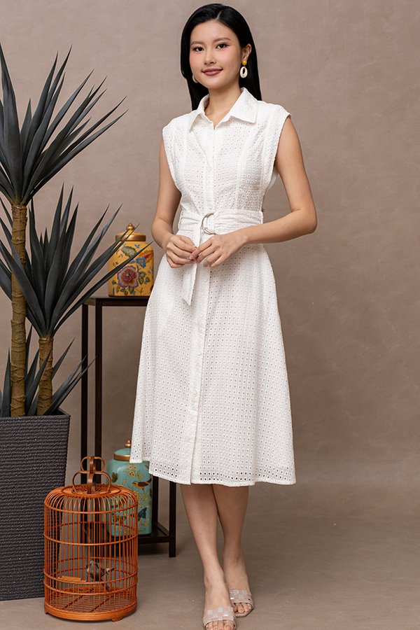 MATHIS EYELET SHIRT DRESS (WHITE)