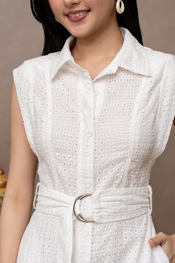 MATHIS EYELET SHIRT DRESS (WHITE)