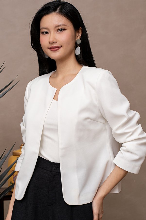 CASSIAN OPEN FRONT-JACKET (WHITE)