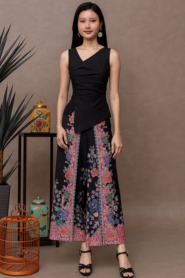 (PREORDER) ENZO BATIK SPLIT HEM PANTS (BLACK)