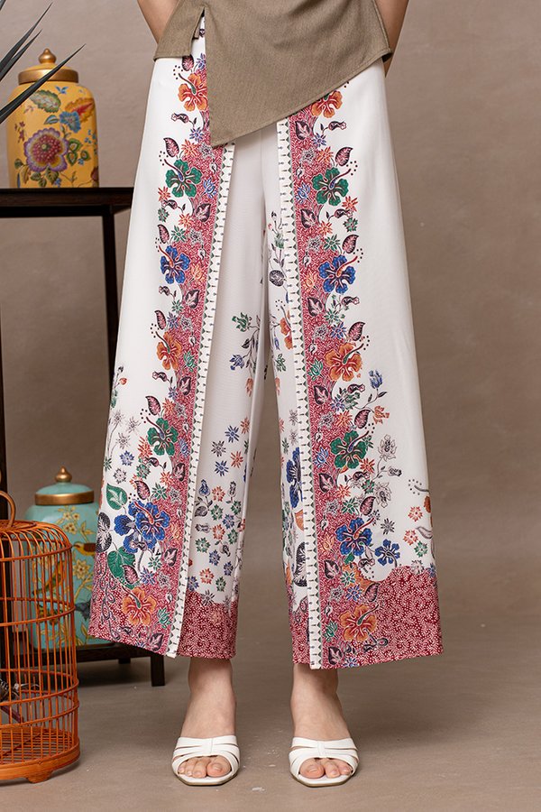 (PREORDER) ENZO BATIK SPLIT HEM PANTS (WHITE)