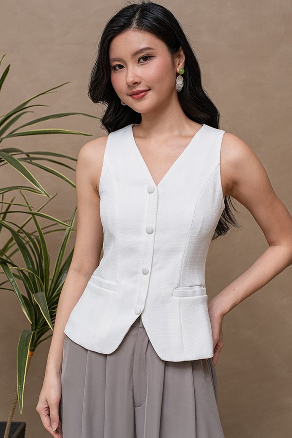FLORIE TEXTURED VEST TOP (WHITE)