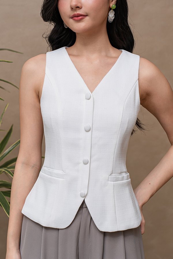 FLORIE TEXTURED VEST TOP (WHITE)
