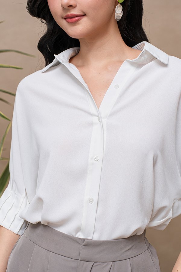 GISLAINE MID SLEEVED SHIRT (WHITE)