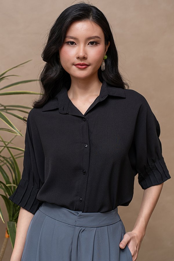 GISLAINE MID SLEEVED SHIRT (BLACK)
