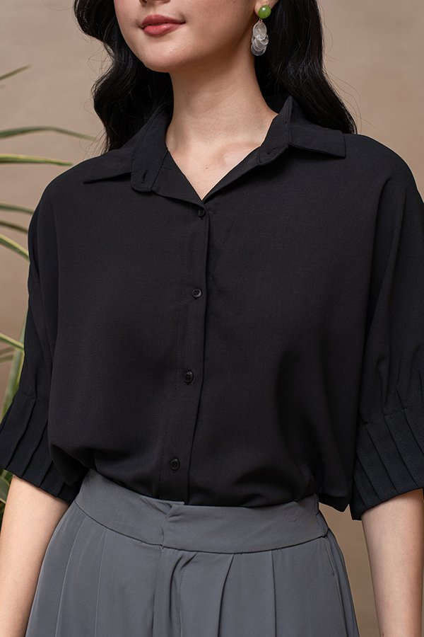 GISLAINE MID SLEEVED SHIRT (BLACK)