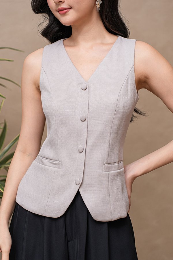 FLORIE TEXTURED VEST TOP (IVORY TAUPE)
