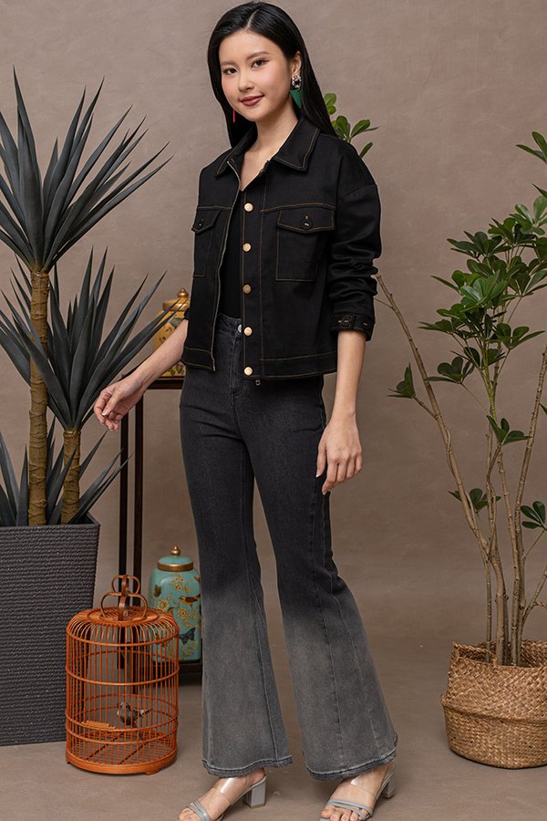 TASSA STRUCTURED DENIM JACKET (BLACK)