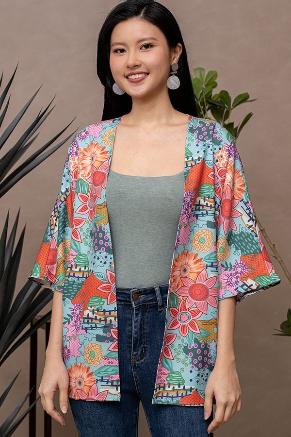 NAOYA PRINTED REVERSIBLE KIMONO JACKET (FLOWER DOME)
