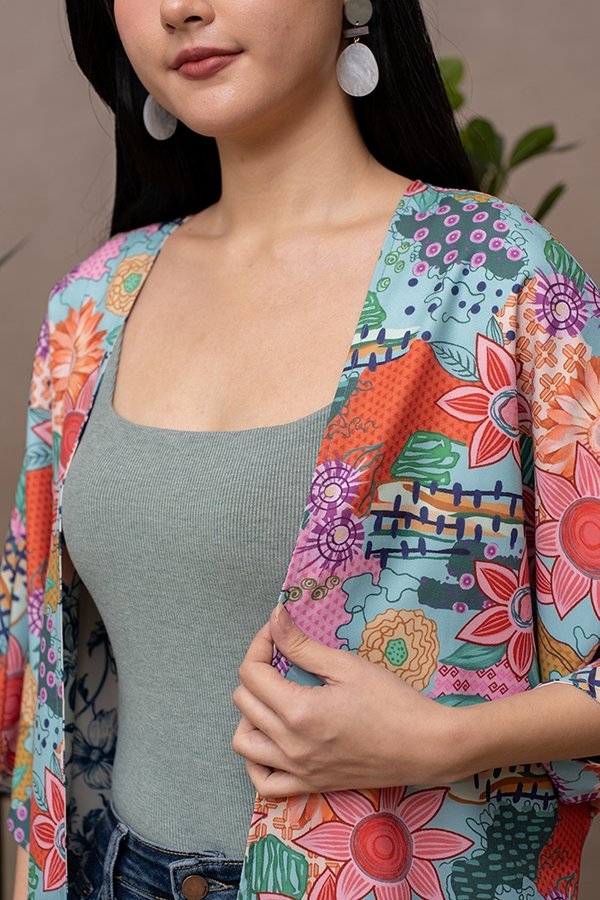 NAOYA PRINTED REVERSIBLE KIMONO JACKET (FLOWER DOME)
