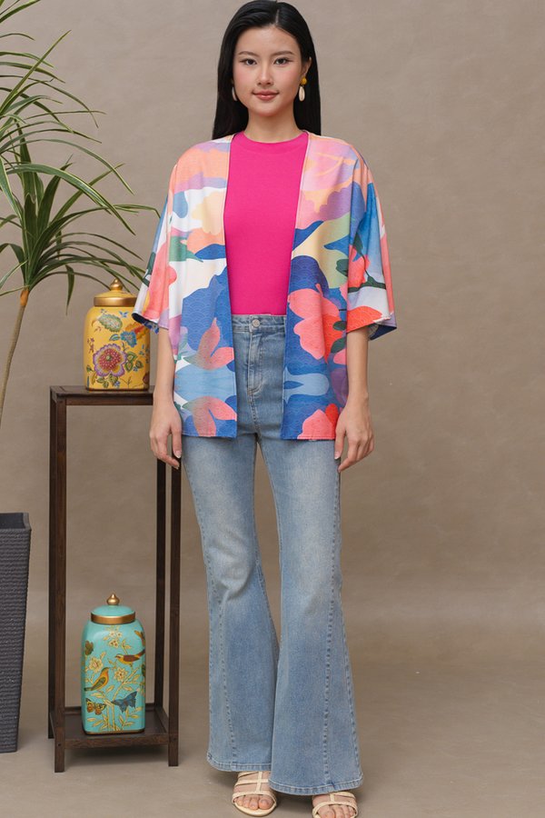 NANAMI PRINTED REVERSIBLE KIMONO JACKET (TROPICAL SUNSET)