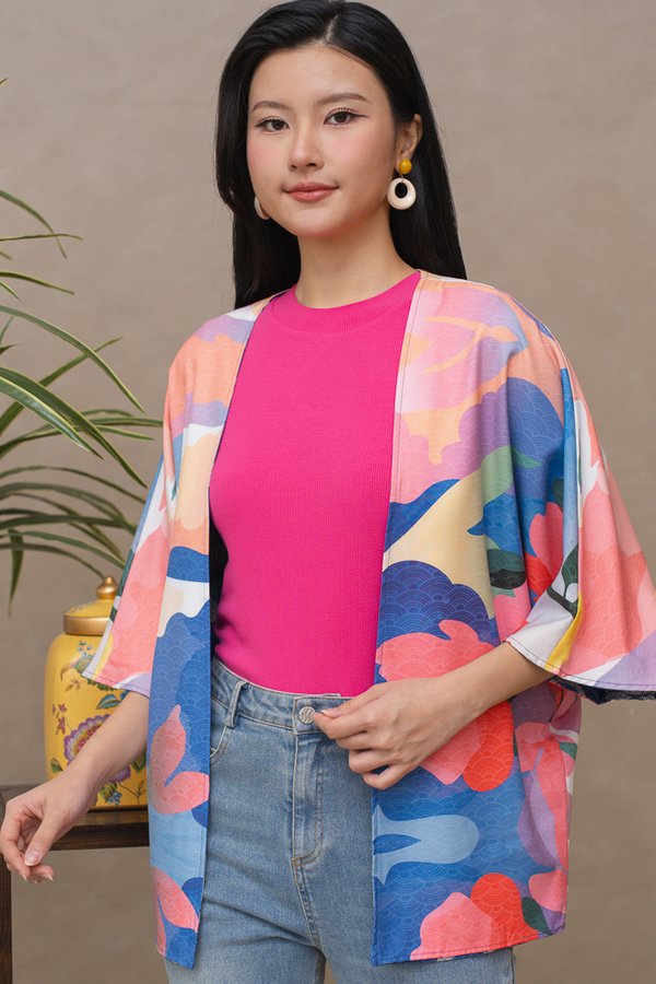 NANAMI PRINTED REVERSIBLE KIMONO JACKET (TROPICAL SUNSET)
