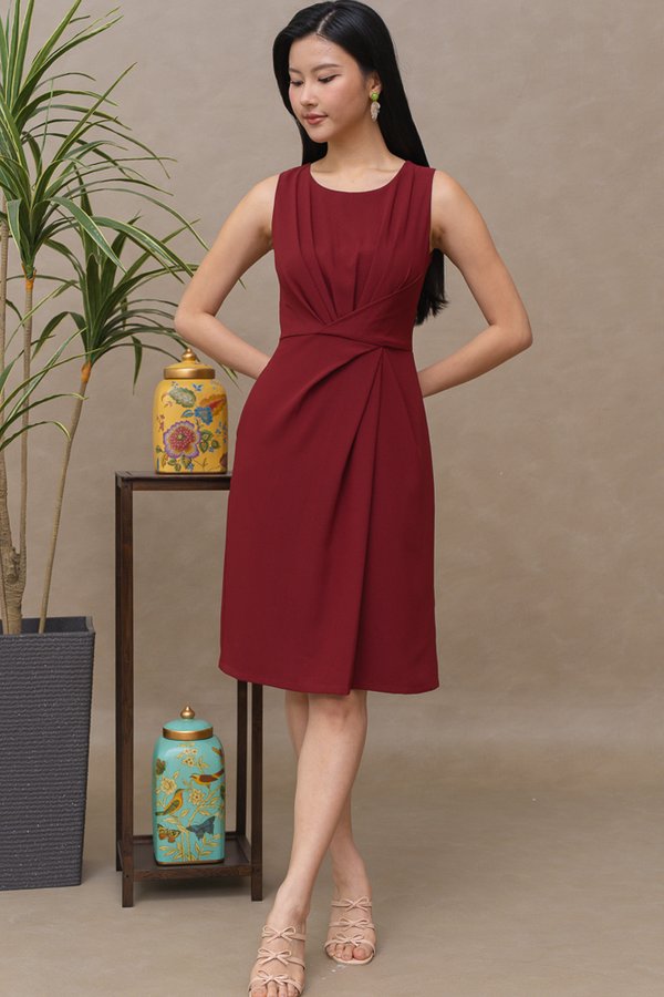 KIRBY FRONT WRAP DRESS (WINE RED)