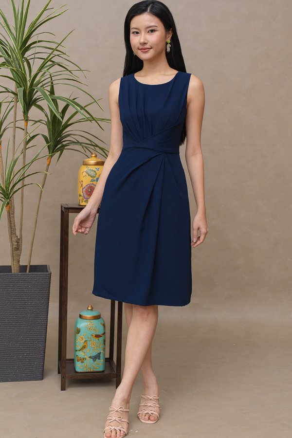 KIRBY FRONT WRAP DRESS (NAVY)