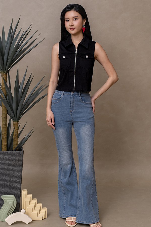 ROBINE BELL BOTTOM DENIM JEANS (MID BLUE WASH)