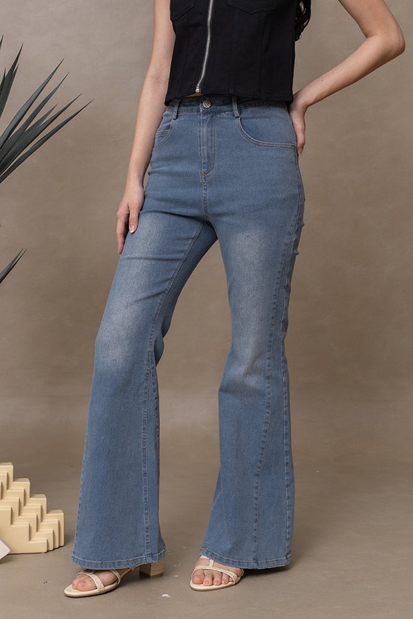 ROBINE BELL BOTTOM DENIM JEANS (MID BLUE WASH)