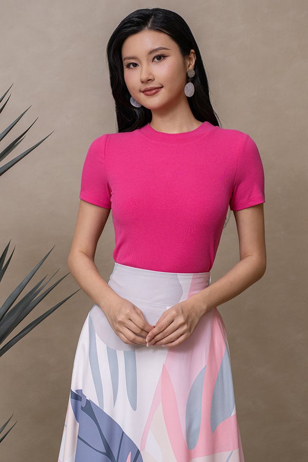 PAXTON RIBBED TOP (FUCHSIA PINK)