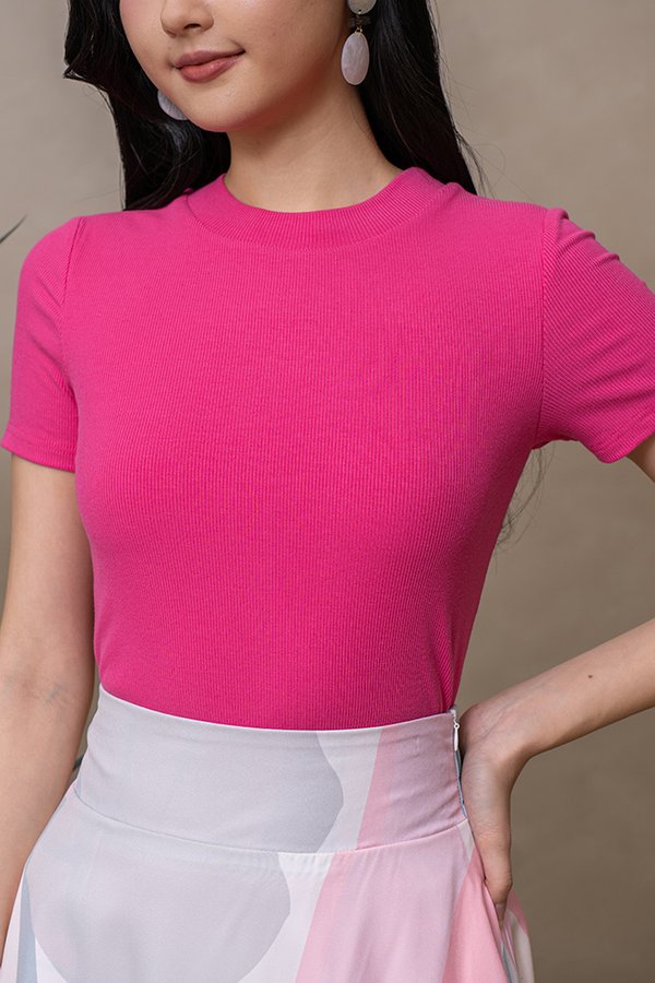 PAXTON RIBBED TOP (FUCHSIA PINK)